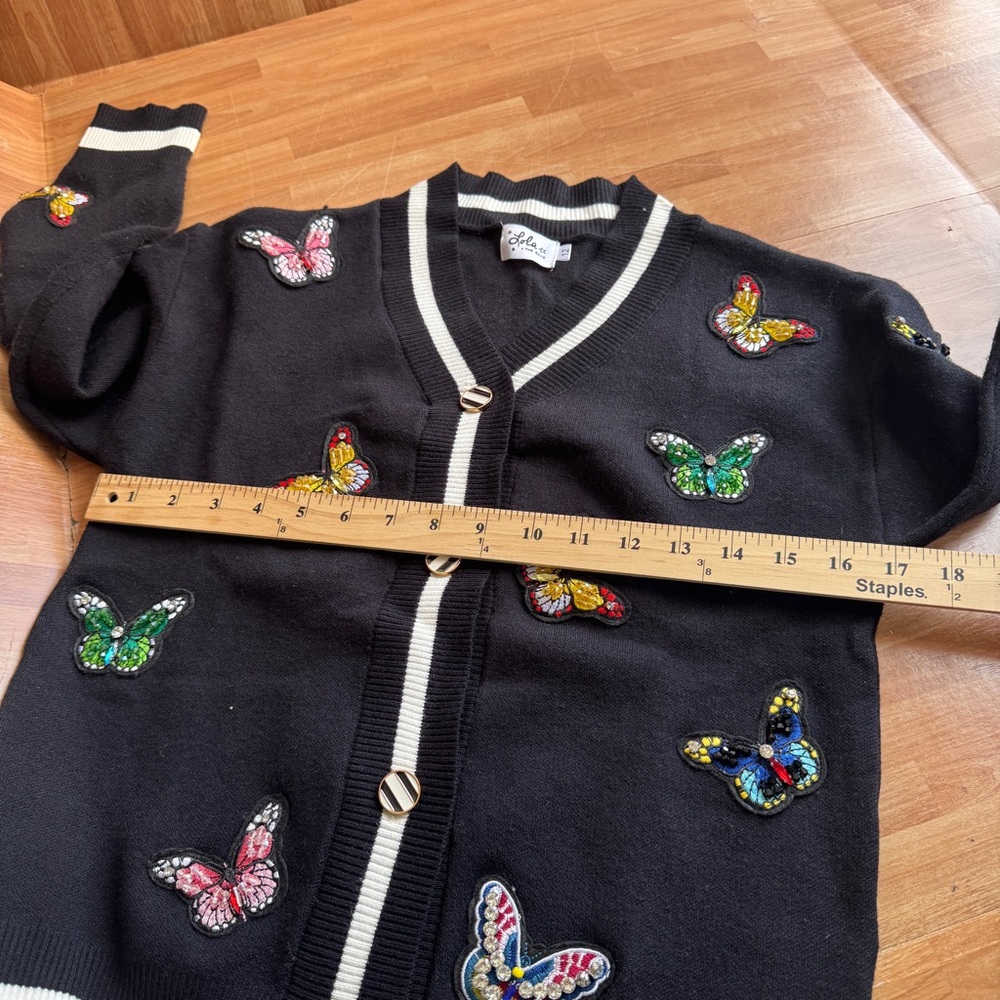 Lola + The Boys butterfly cardigan, size 12 - Picture 4 of 8
